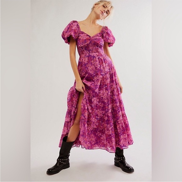 Floral Maxi Free People Pink Floral Dress Floral Dress Midi Dress Orange  And Purple Women's Clothing Lisa123marie On LTK